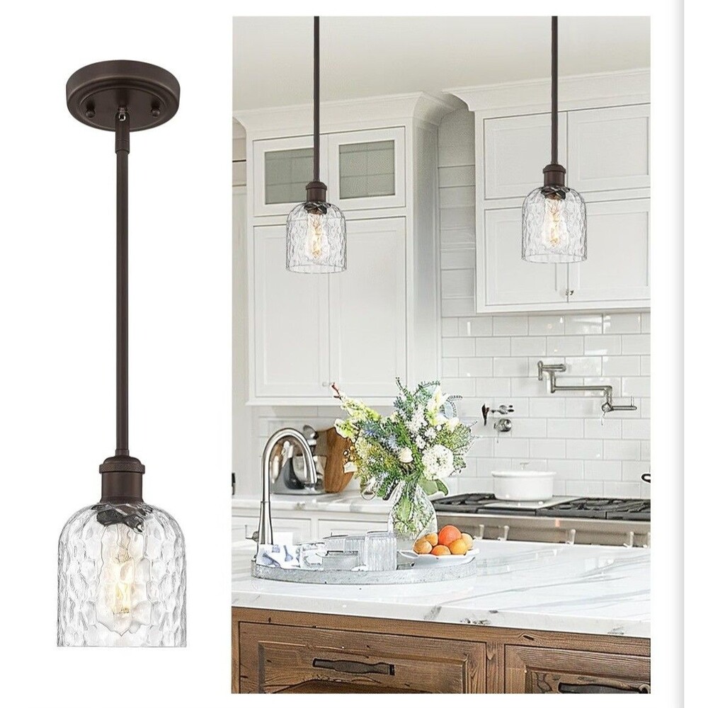 Oil Rubbed Bronze Pendant Light – Adjustable Farmhouse Hanging Ceiling Single